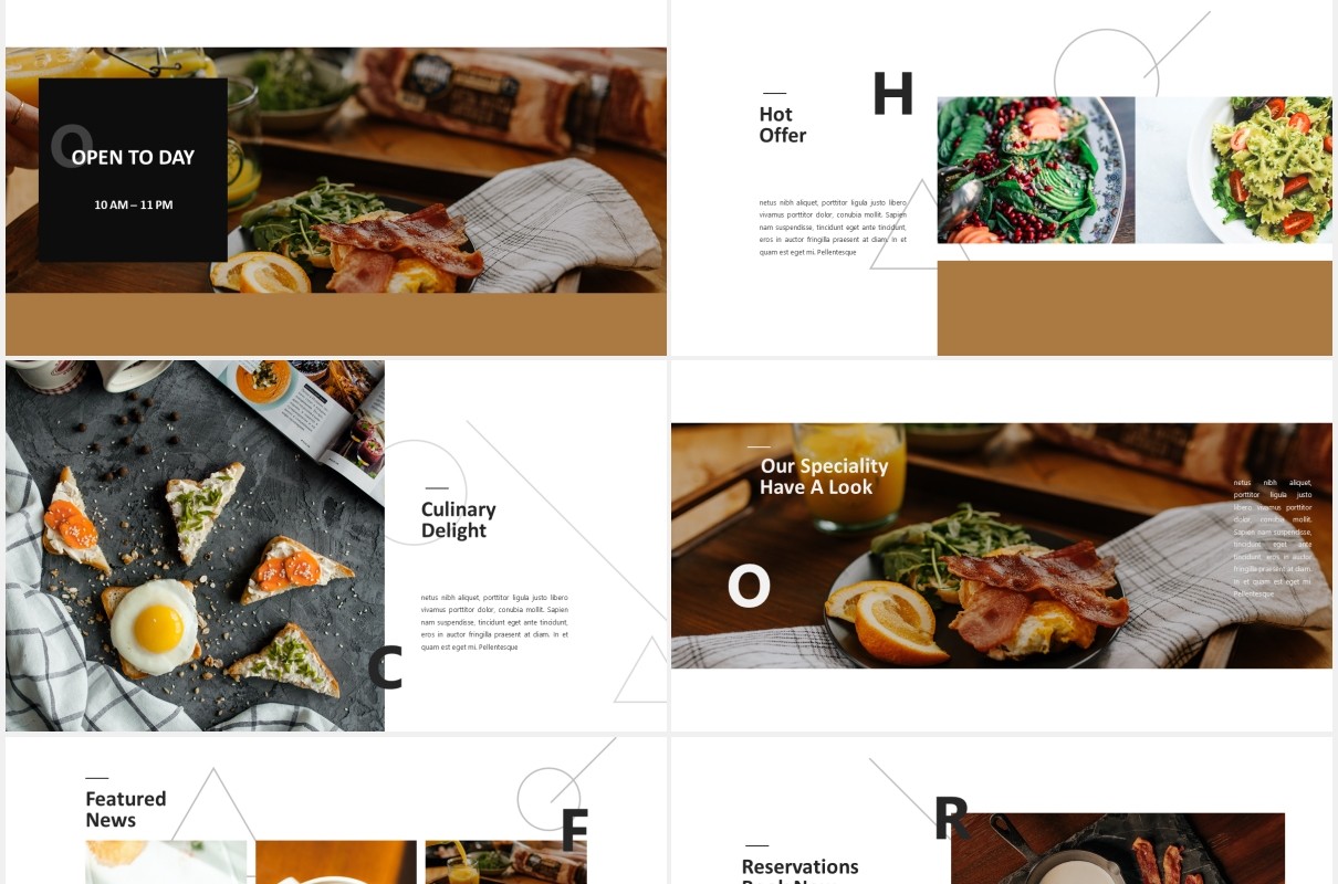 餐饮美食图片展示PPT模板Hylos Powerpoint Template