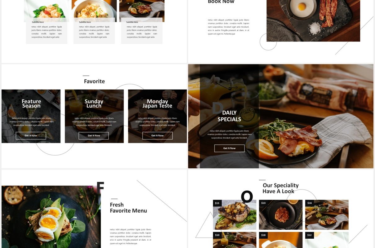 餐饮美食图片展示PPT模板Hylos Powerpoint Template