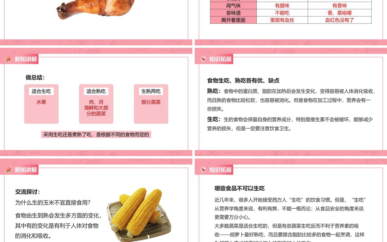 教科版四年级下册生的食物和熟的食物课件PPT模板