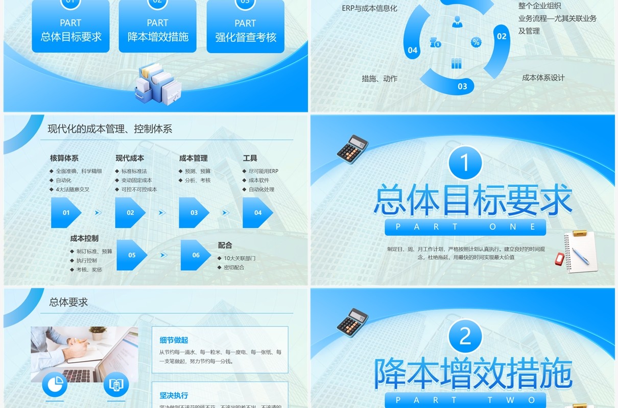 蓝色商务风企业降本增效管理培训PPT模板
