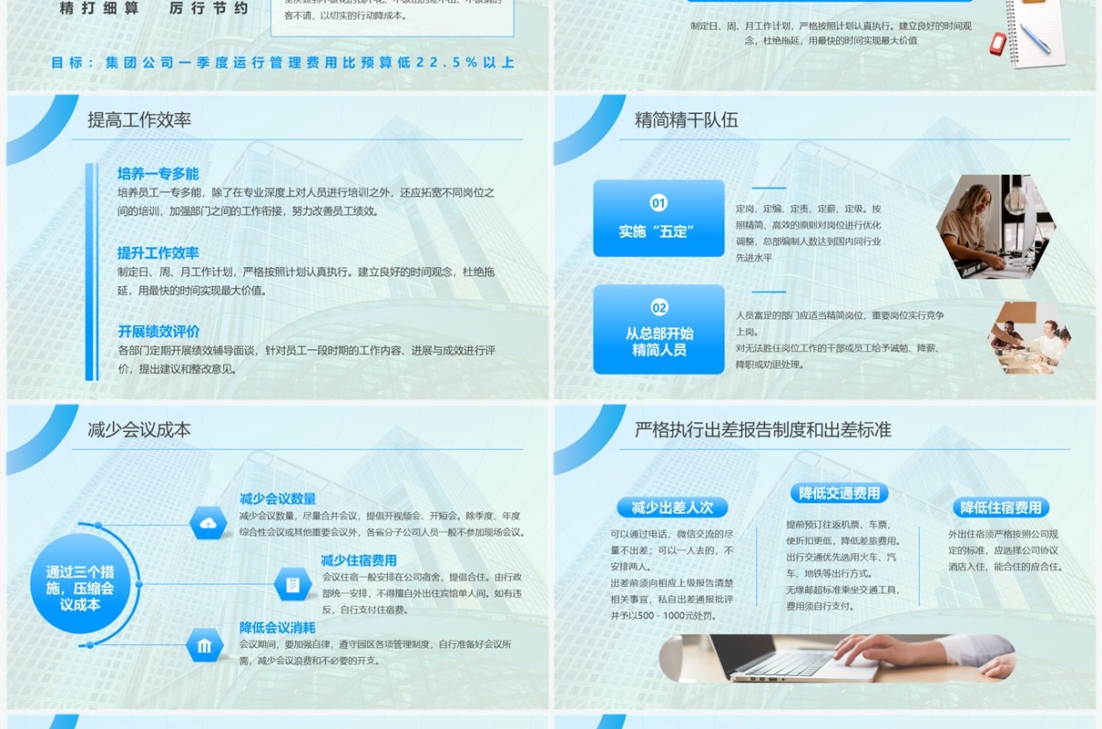 蓝色商务风企业降本增效管理培训PPT模板