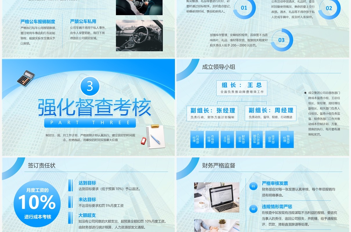 蓝色商务风企业降本增效管理培训PPT模板