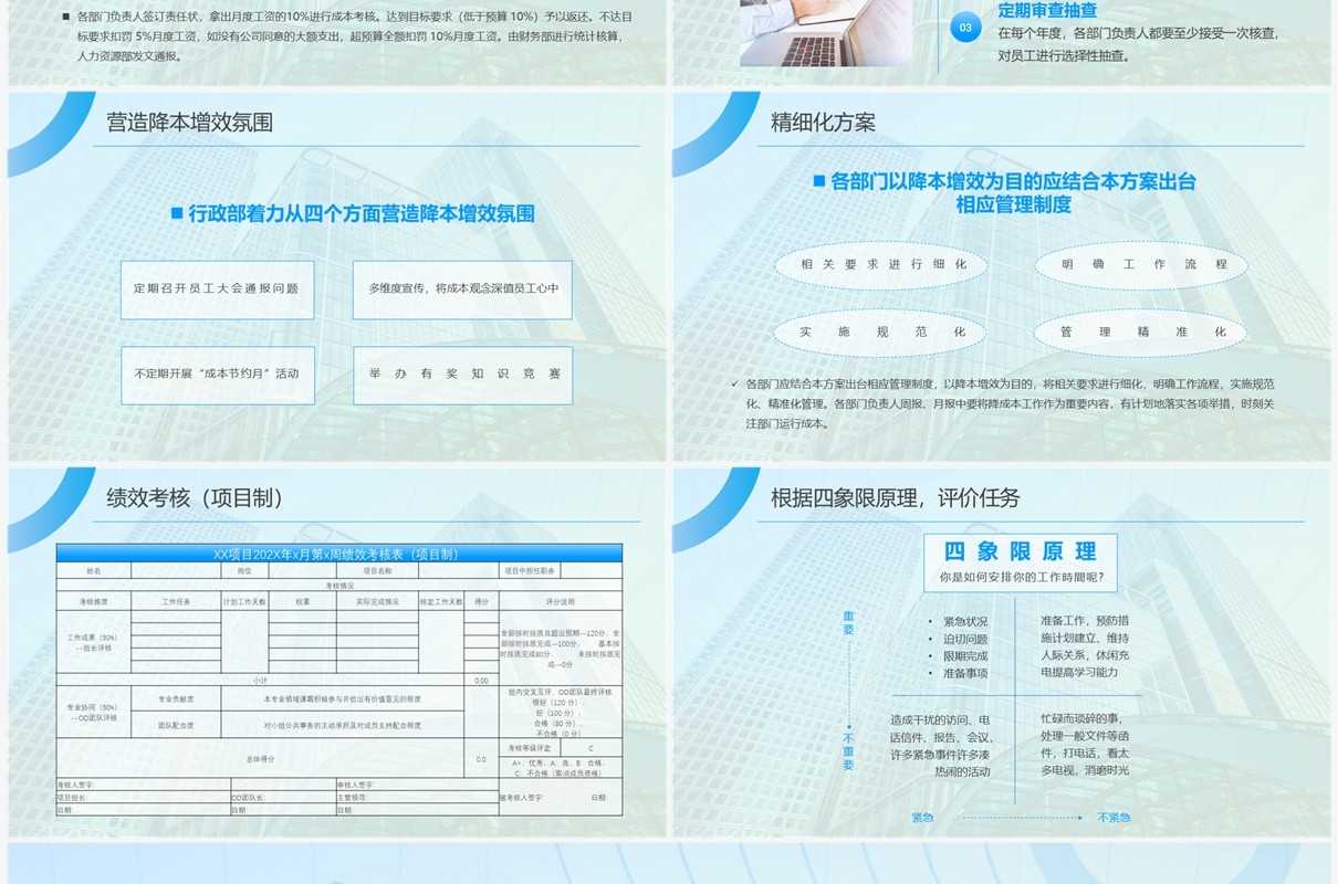 蓝色商务风企业降本增效管理培训PPT模板