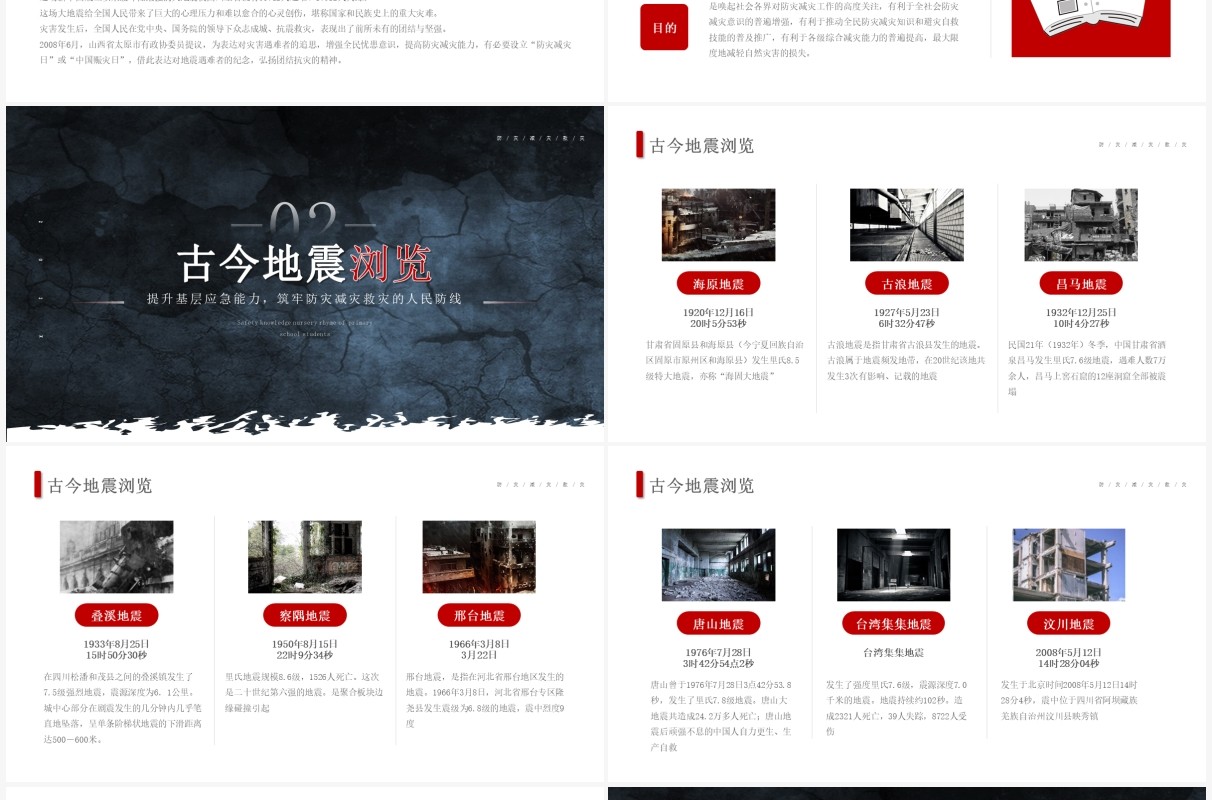 简约风全国防灾减灾日介绍PPT模板