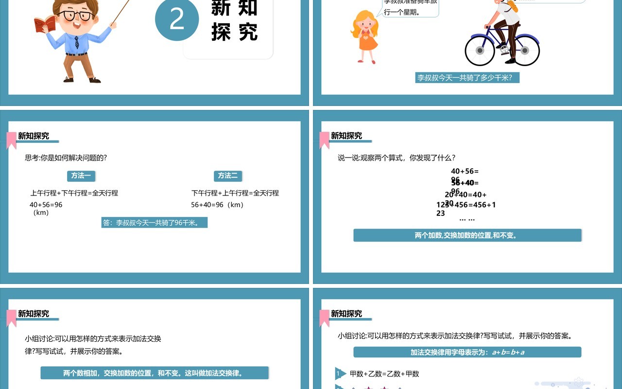 部编版四年级数学下册加法运算定律课件PPT模板
