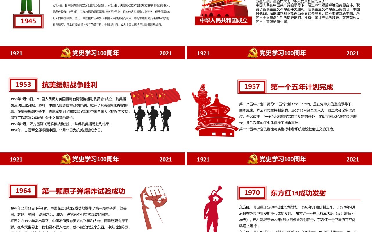 红色党政风百年恰是风华正茂党史党课学习教育PPT模板