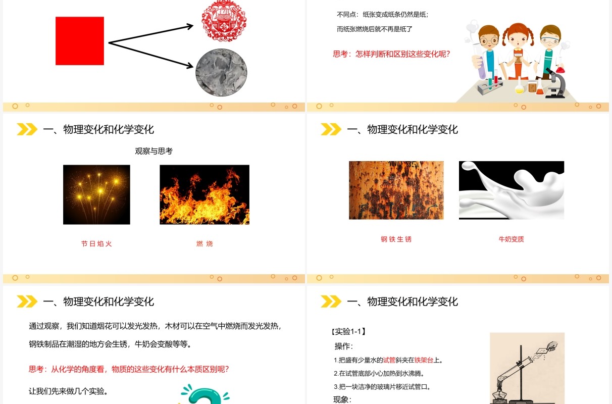 部编版九年级化学上册物质的变化和性质课件PPT模板