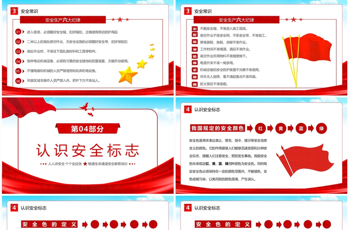 红色简约风安全生产应急科普知识大全PPT模板