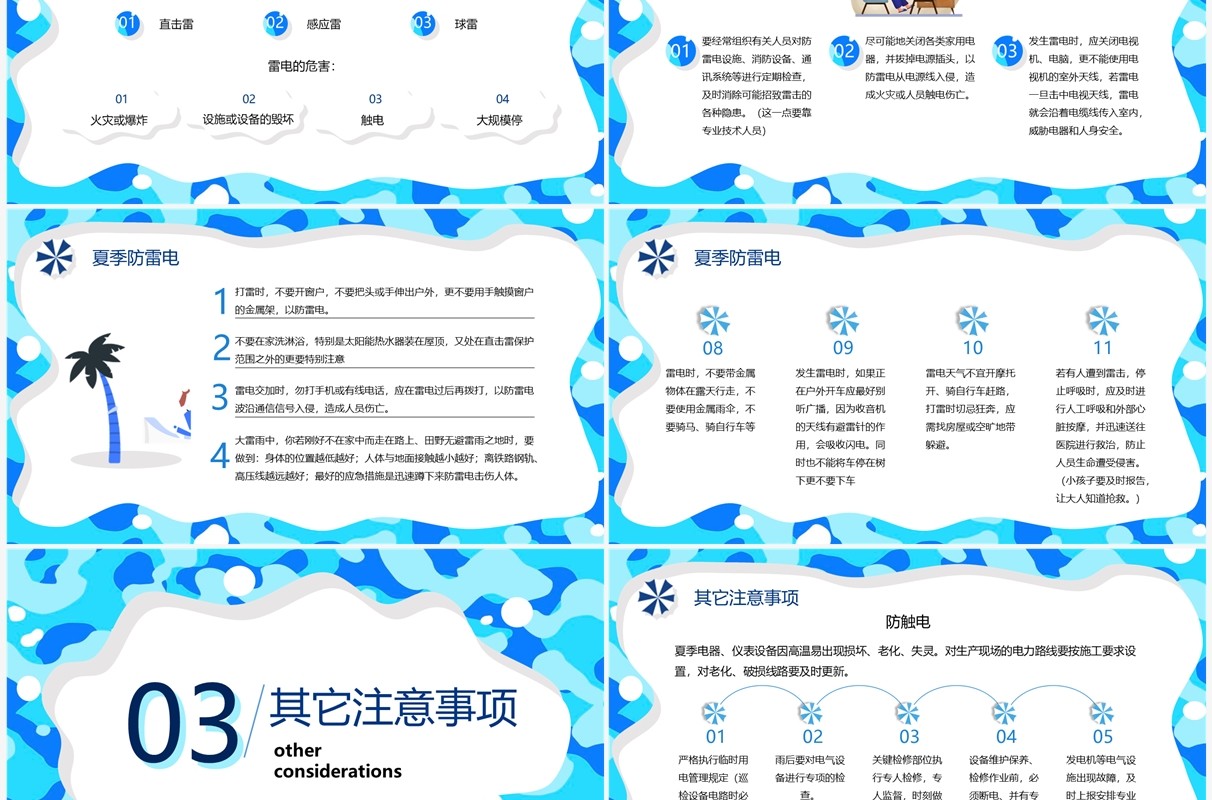 蓝色卡通风夏季安全知识PPT模板