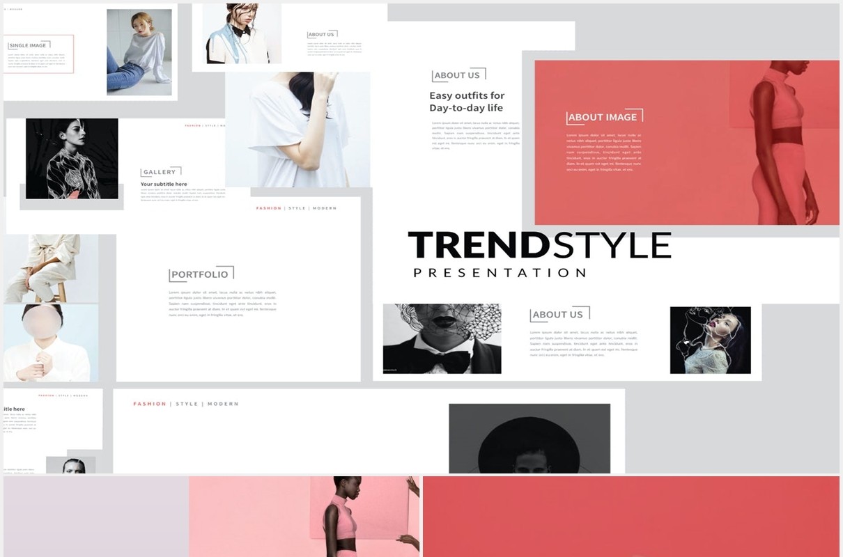 时尚简约作品图片展示PPT模板TREND - Powerpoint ⚡️