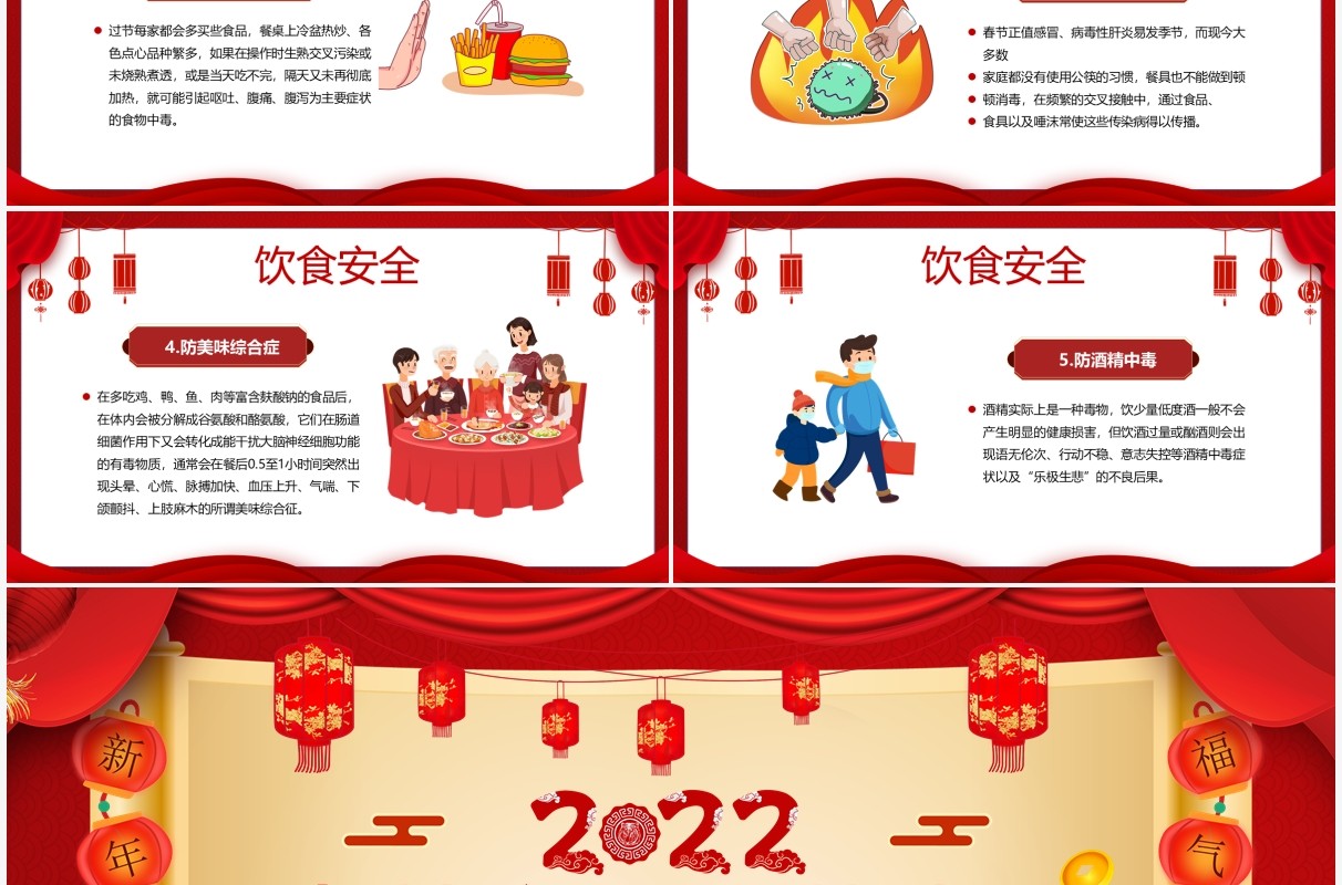 红色中国风春节安全那些事儿宣传教育PPT动态模板