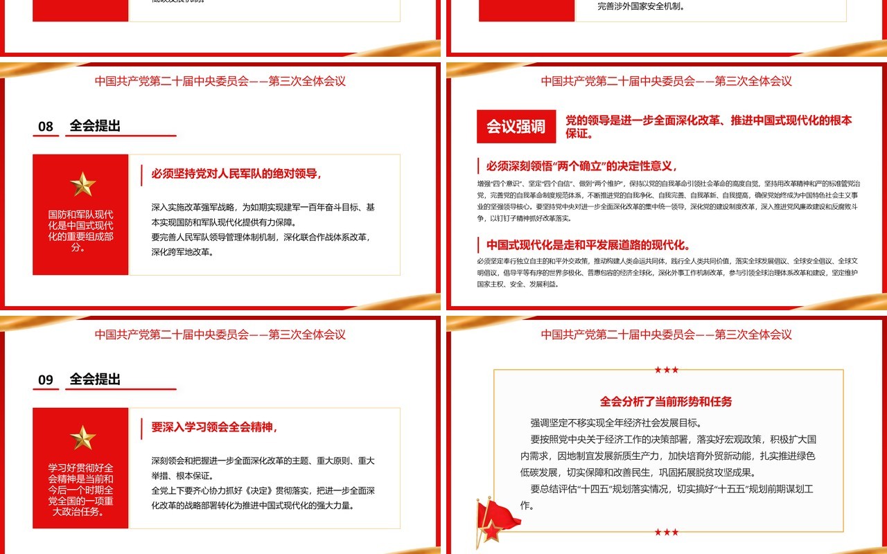 红色党政风第二十届第三次全体会议PPT模板