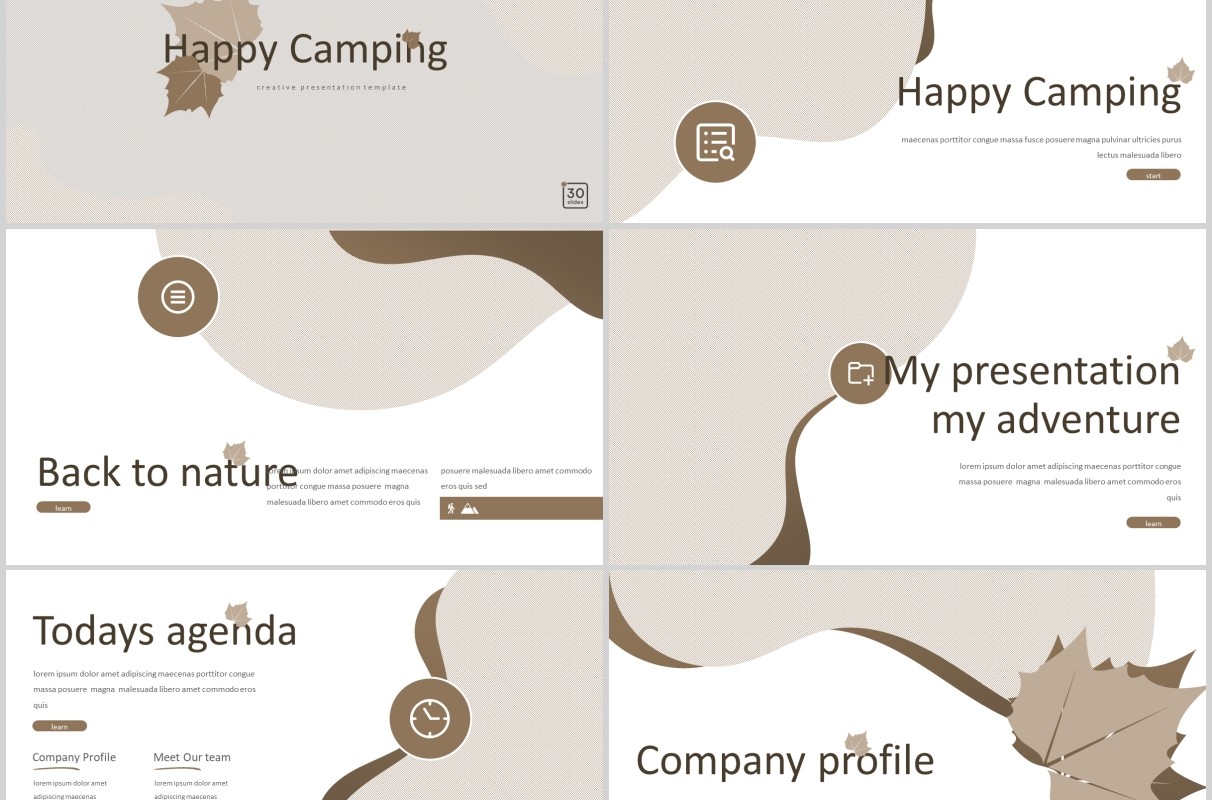 快乐露营旅游度假PPT创意图文排版模板Happy Camping - Powerpoint Template