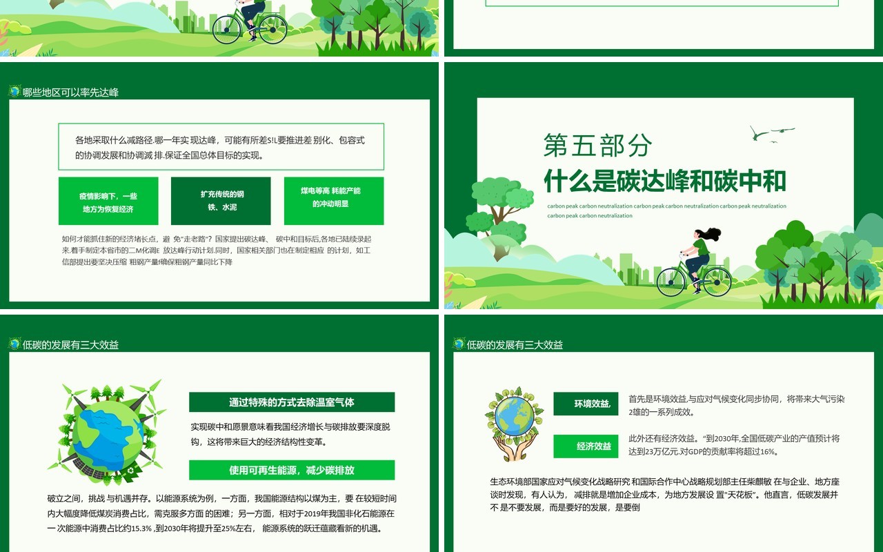 碳达峰碳中和科普低碳环保低碳生活节能减排绿色健康动态PPT模板