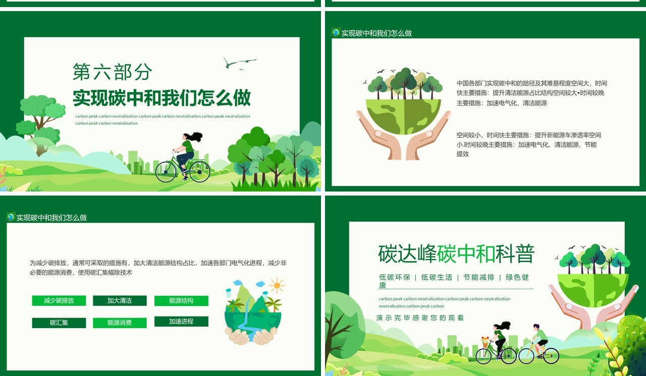 碳达峰碳中和科普低碳环保低碳生活节能减排绿色健康动态PPT模板
