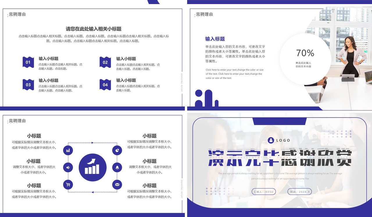 紫色商务风竞聘晋升述职报告PPT通用模板