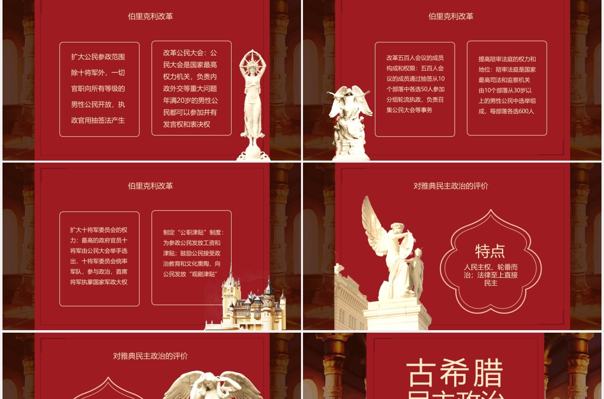 古希腊民主政治人教版高中历史必修第二单元第五课动态PPT模板
