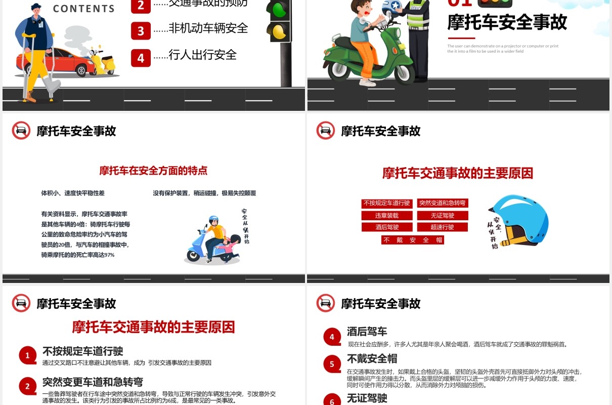 卡通简约员工交通安全公司教育培训PPT模板