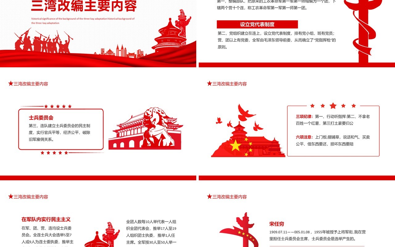 三湾改编背景主要内容历史意义动态PPT模板