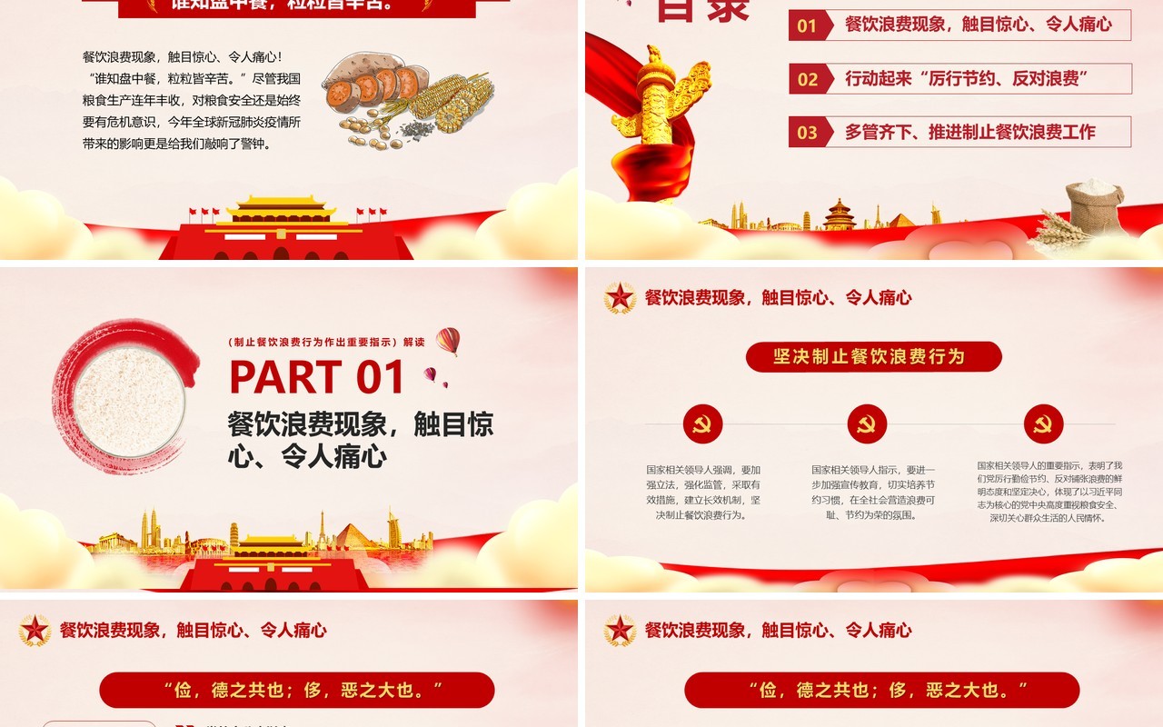 厉行节约反对浪费制止餐饮浪费行为作出重要指示课件PPT模版