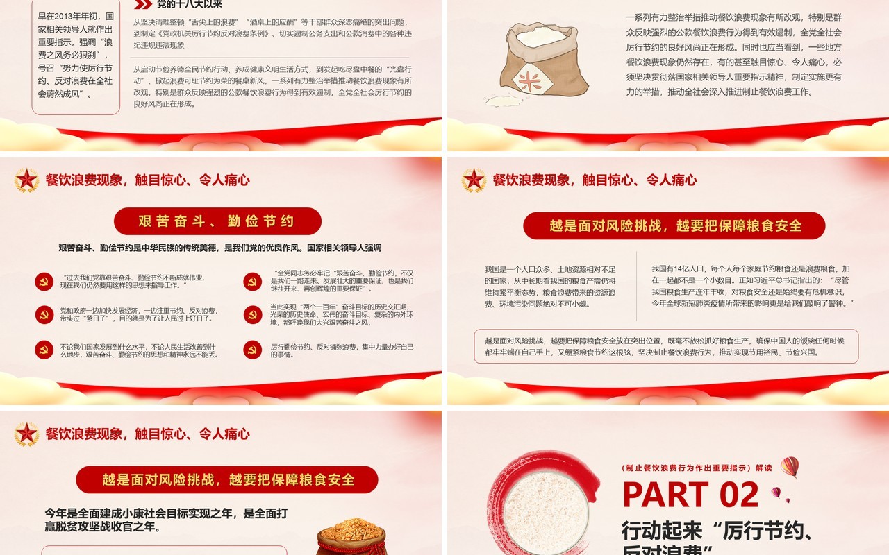 厉行节约反对浪费制止餐饮浪费行为作出重要指示课件PPT模版