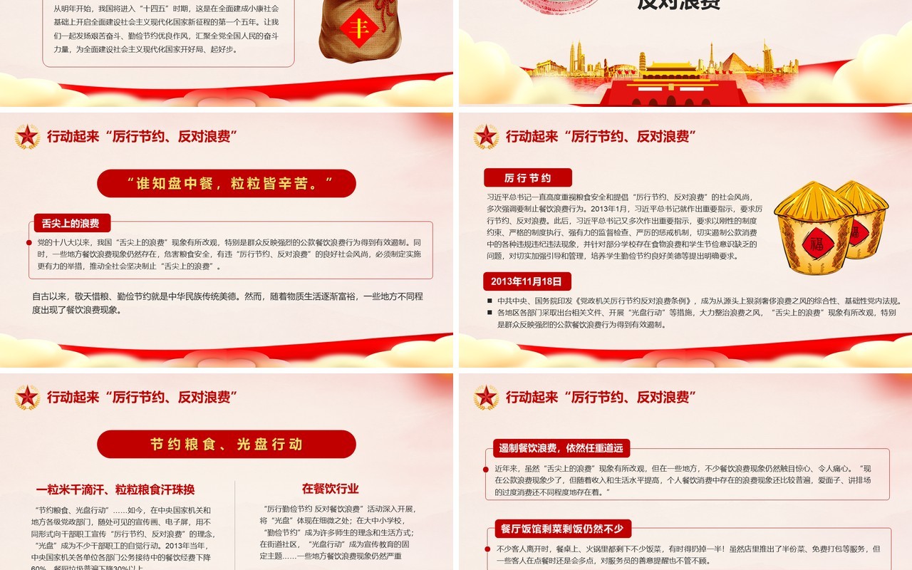 厉行节约反对浪费制止餐饮浪费行为作出重要指示课件PPT模版