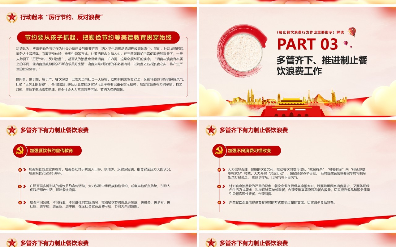 厉行节约反对浪费制止餐饮浪费行为作出重要指示课件PPT模版