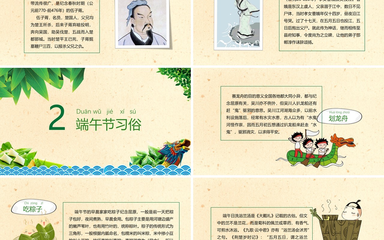 传统文化介绍端午节由来习俗PPT模板
