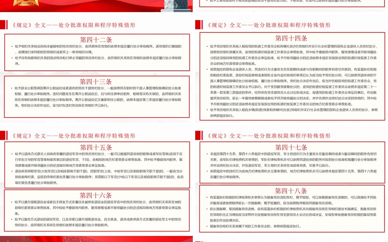 红色党政风处分违纪党员批准权限和程序规定PPT模板