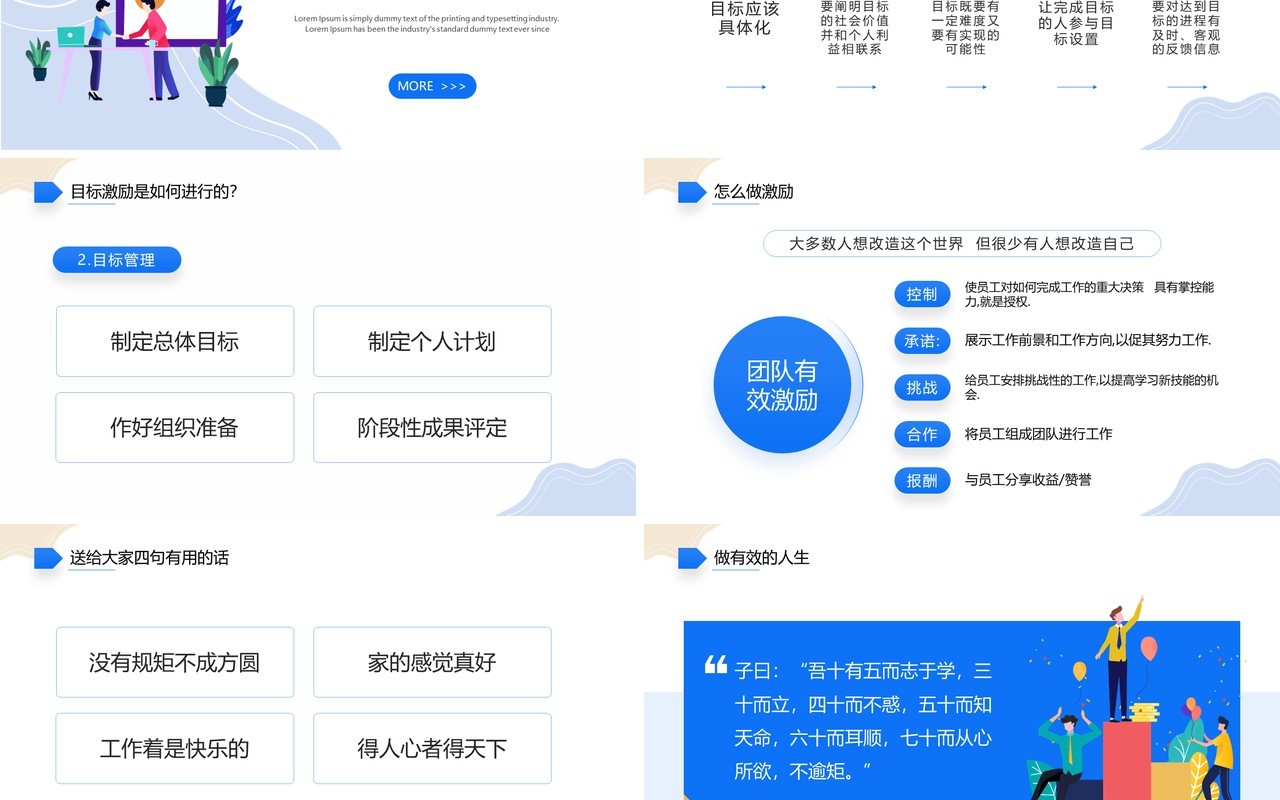 蓝色插画风如何激励团队企业培训PPT模板