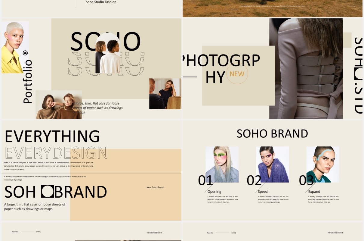 创意时尚营销宣传PPT模板soho creative marketing powerpoint