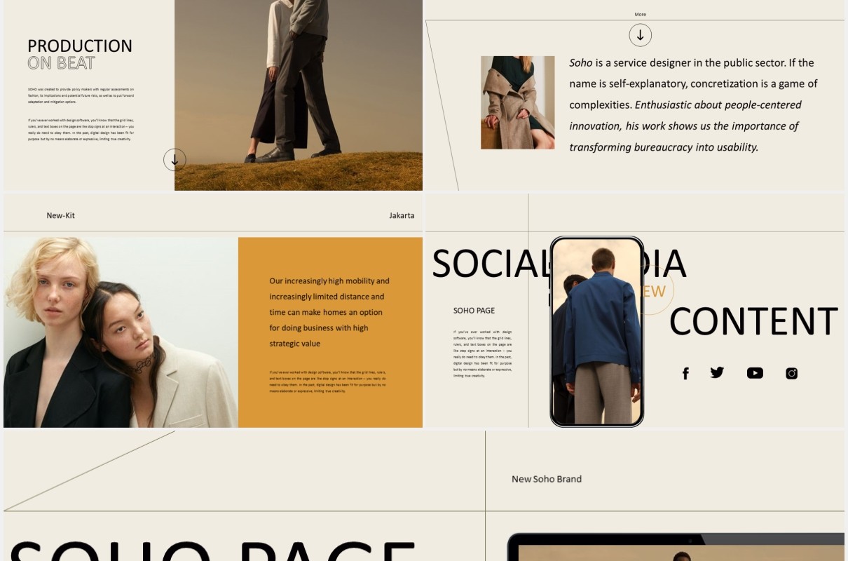 创意时尚营销宣传PPT模板soho creative marketing powerpoint