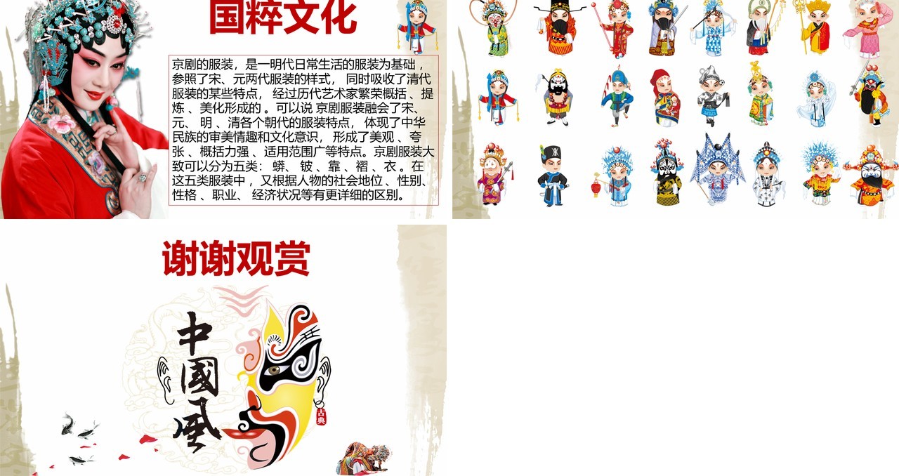 中国风脸谱文化艺术国粹京剧戏曲演绎宣传PPT模板