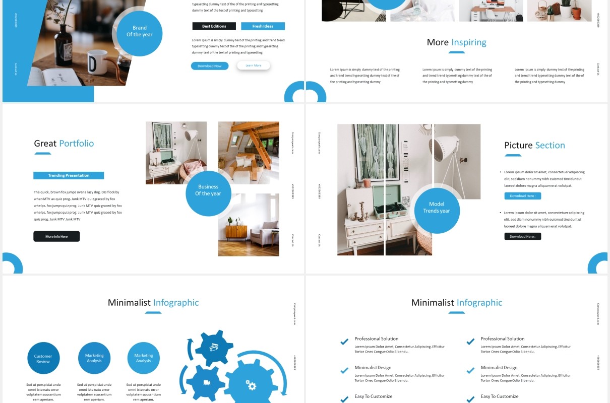 国外简约家装室内设计PPT模板Minalist Powerpoint Template