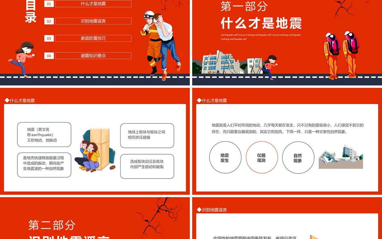 地震自救培训地壳快速释放能量过程中造成的振动动态PPT模板