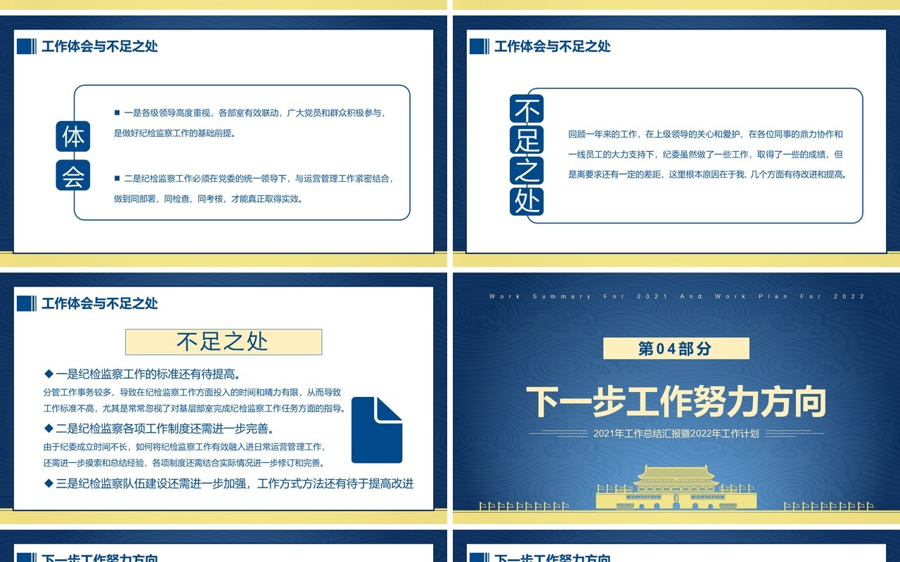 蓝色简约党政风纪委书记述职报告PPT模板