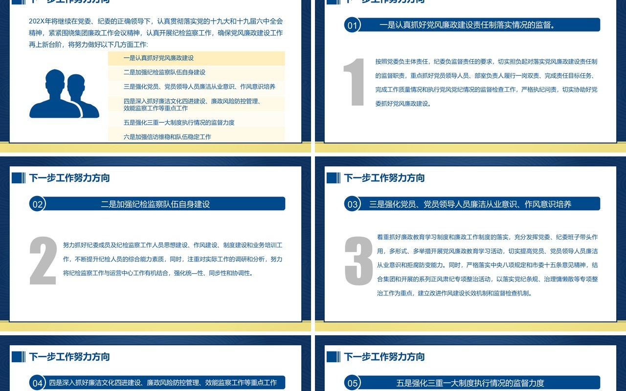 蓝色简约党政风纪委书记述职报告PPT模板