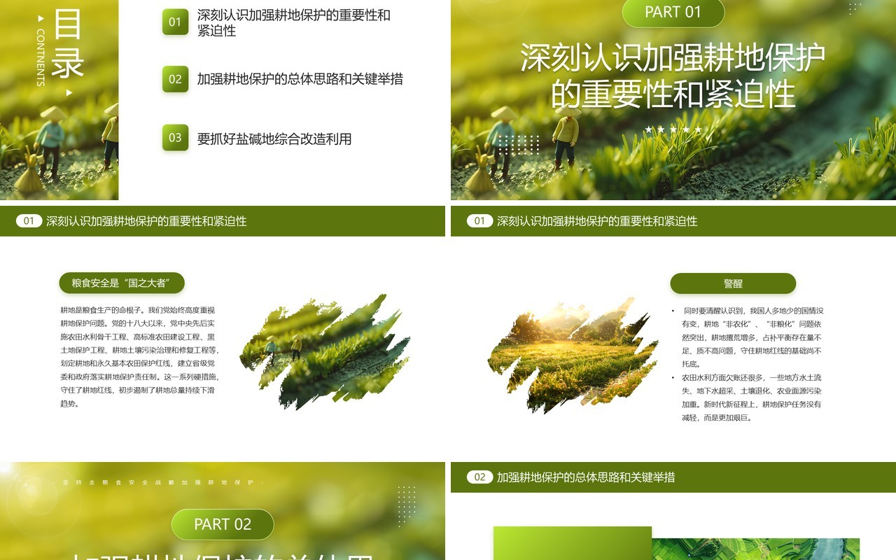 绿色简约风切实加强耕地保护PPT模板