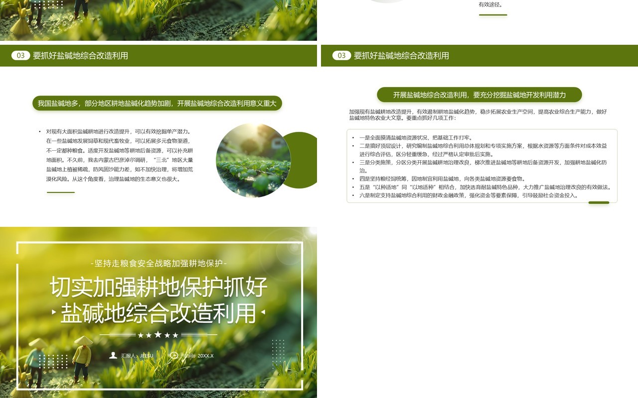 绿色简约风切实加强耕地保护PPT模板
