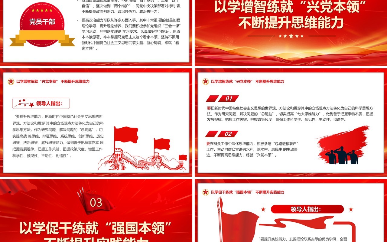红色简约风争做合格党员PPT模板