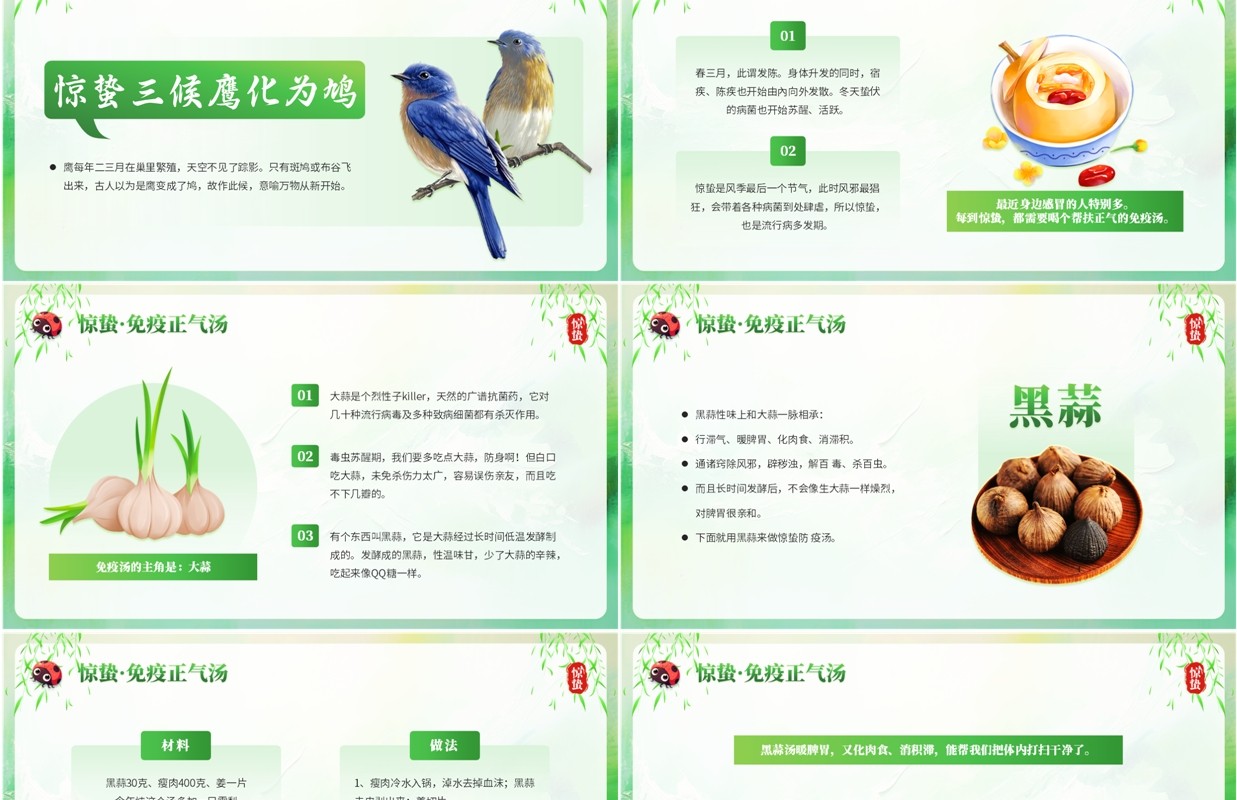 绿色中国风中国传统二十四节气之惊蛰PPT模板