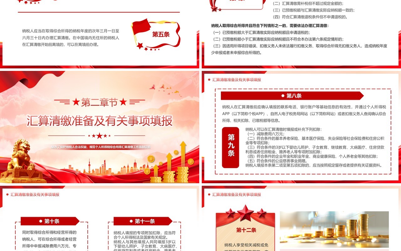 红色简约综合所得汇算清缴管理办法PPT模板
