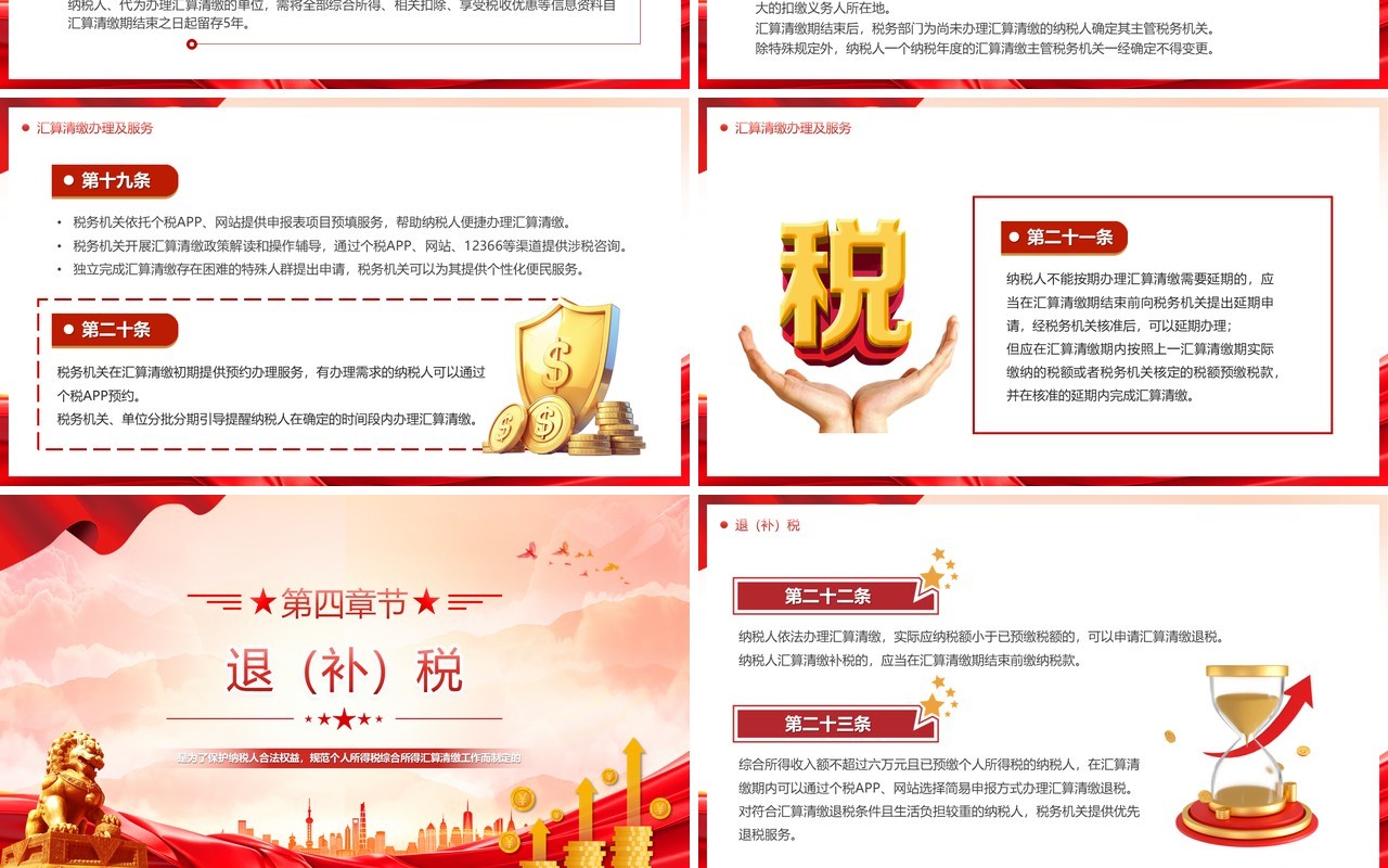 红色简约综合所得汇算清缴管理办法PPT模板