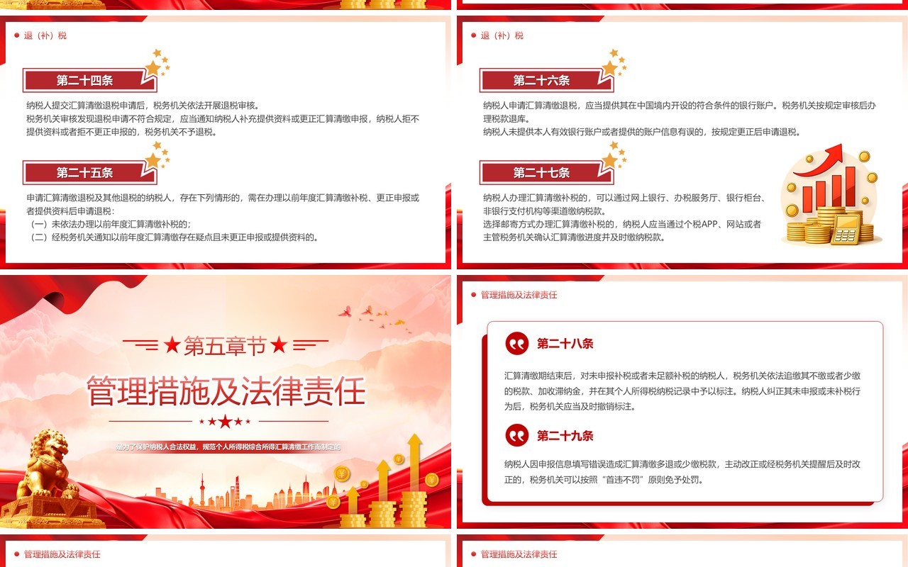红色简约综合所得汇算清缴管理办法PPT模板