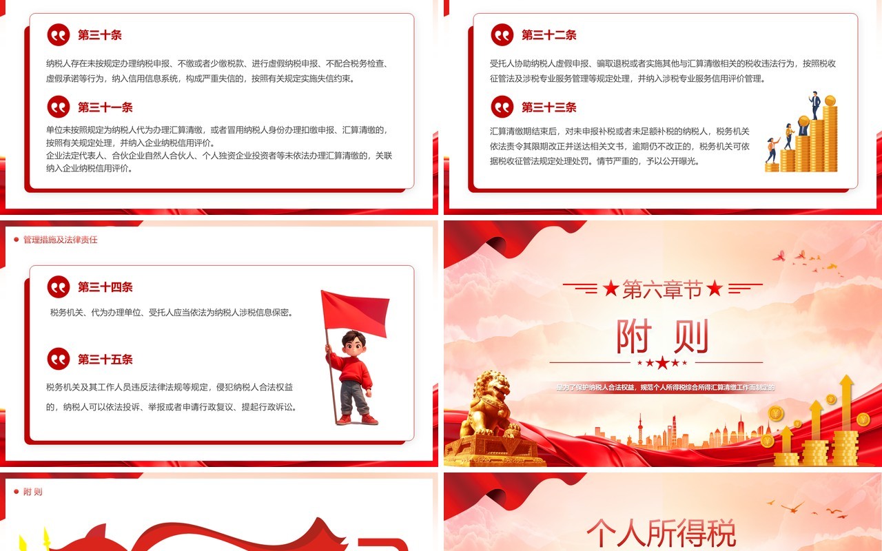 红色简约综合所得汇算清缴管理办法PPT模板