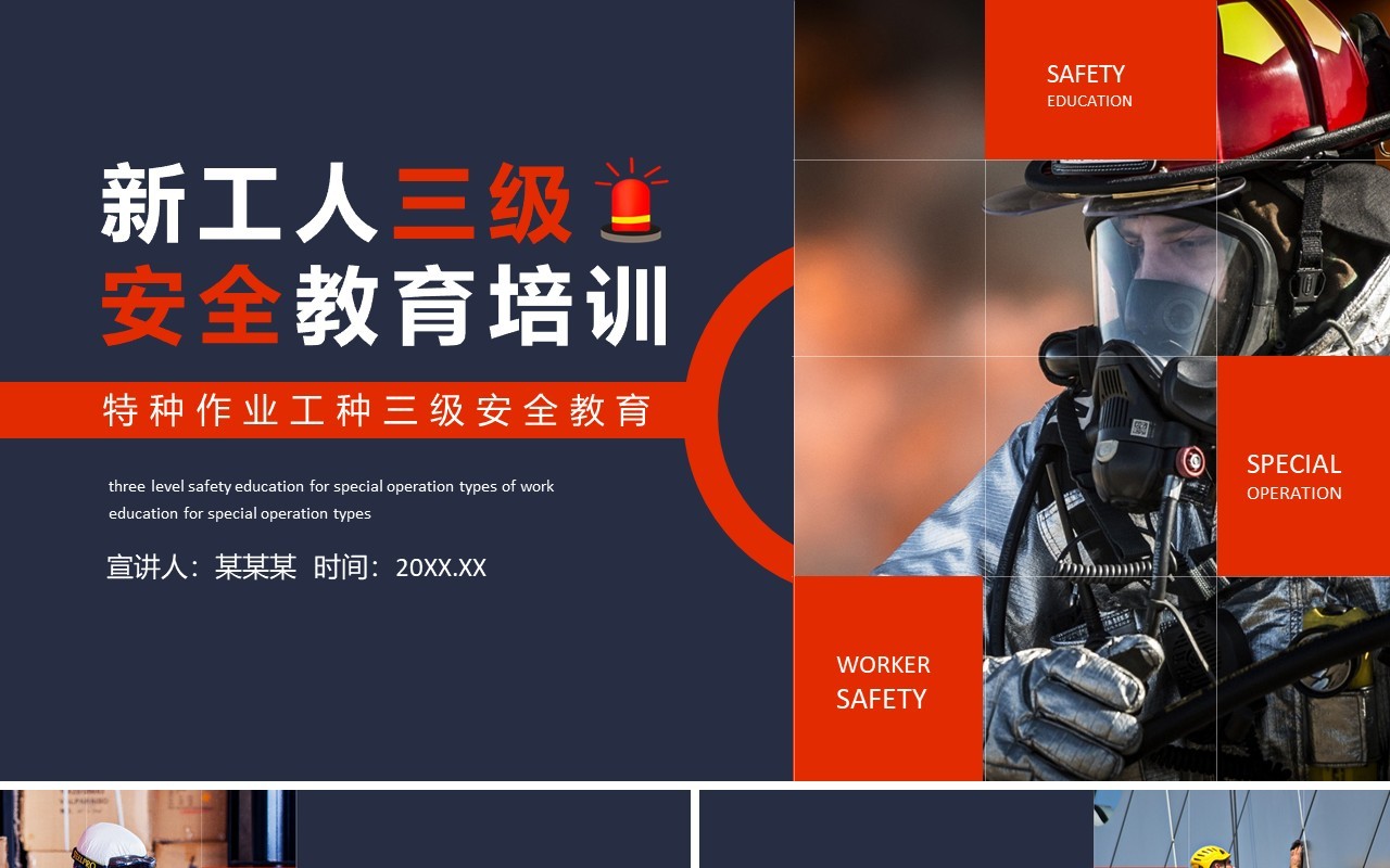新工人三级安全特种作业教育培训动态PPT模板