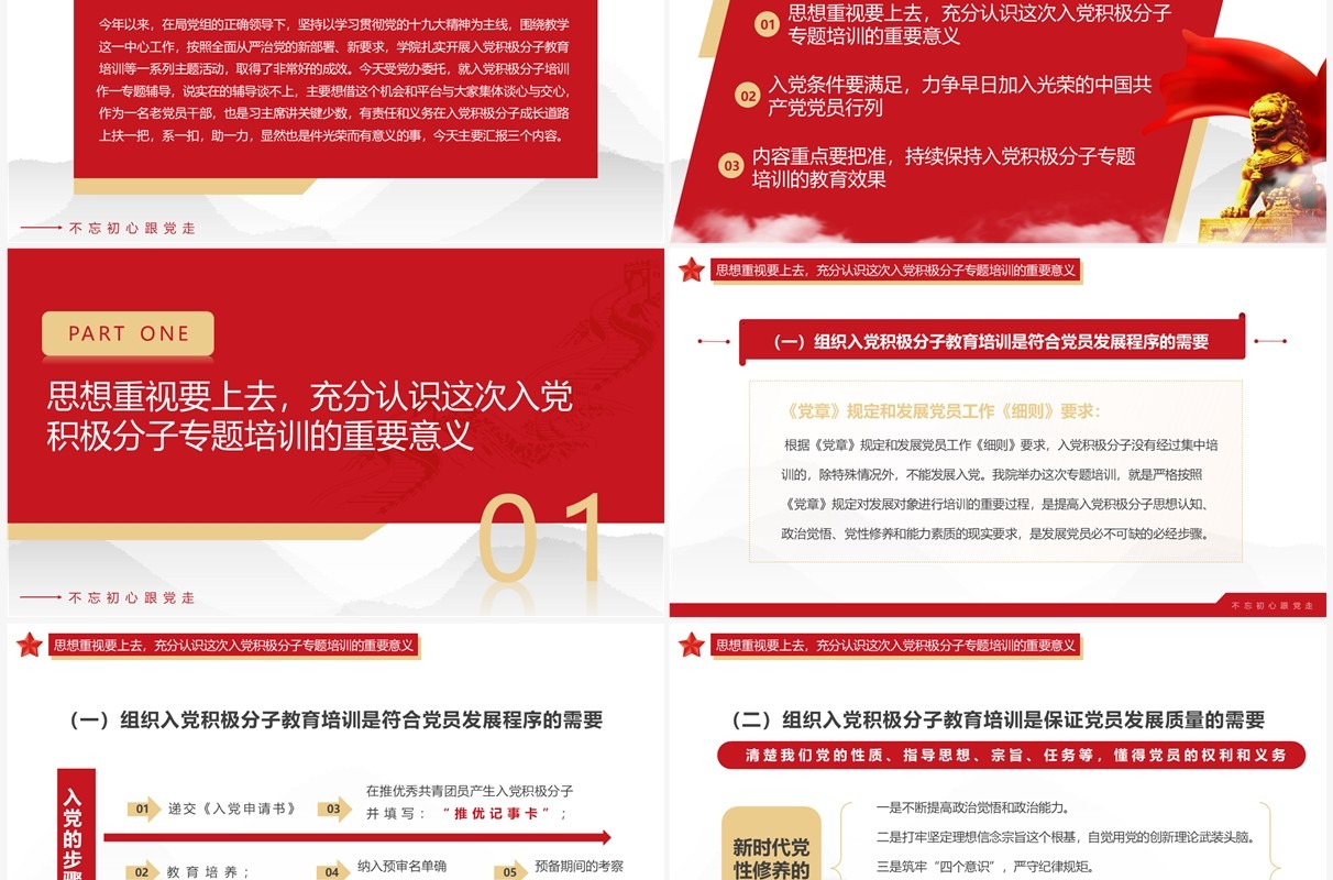 红色简约入党积极分子专题培训PPT模板