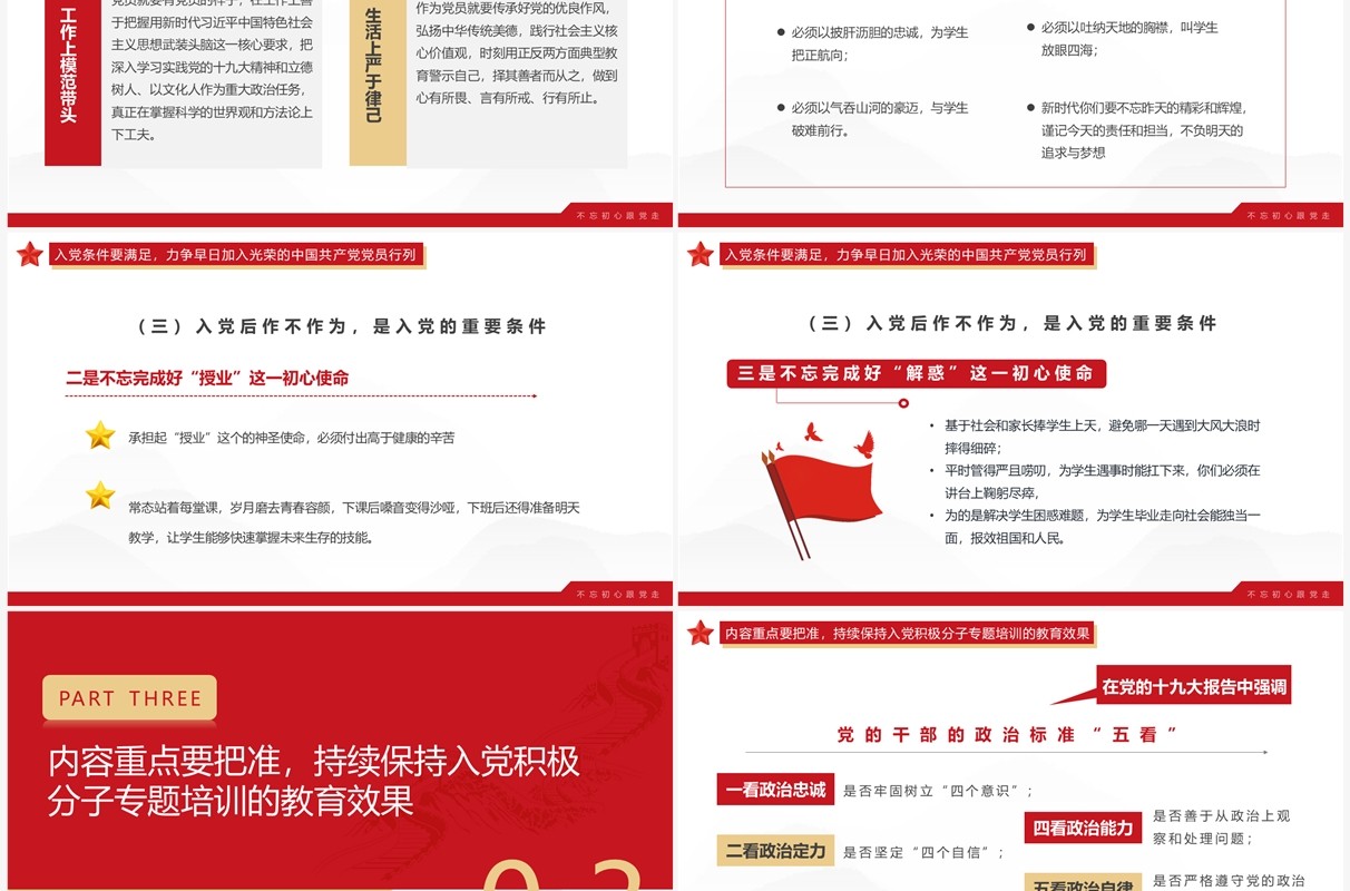 红色简约入党积极分子专题培训PPT模板