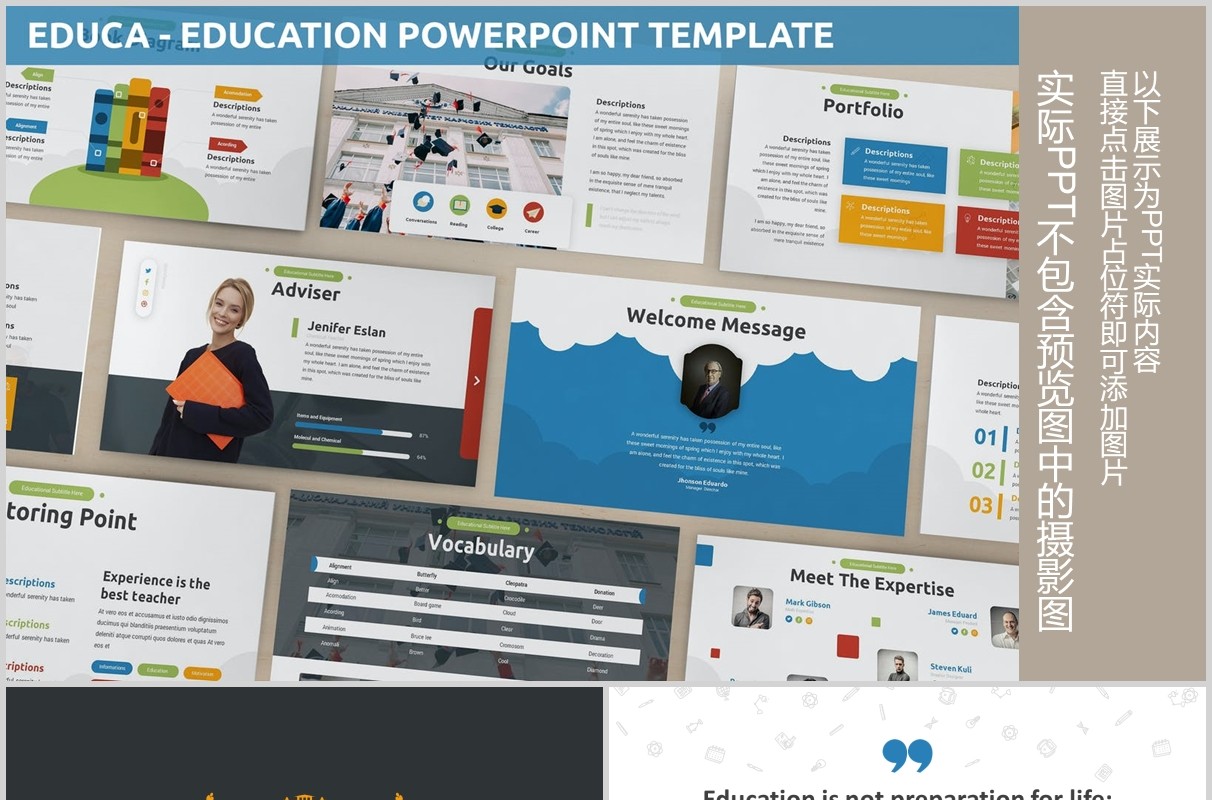 信息化教育培训学校PPT图片排版设计模板Educa - Education Powerpoint Template