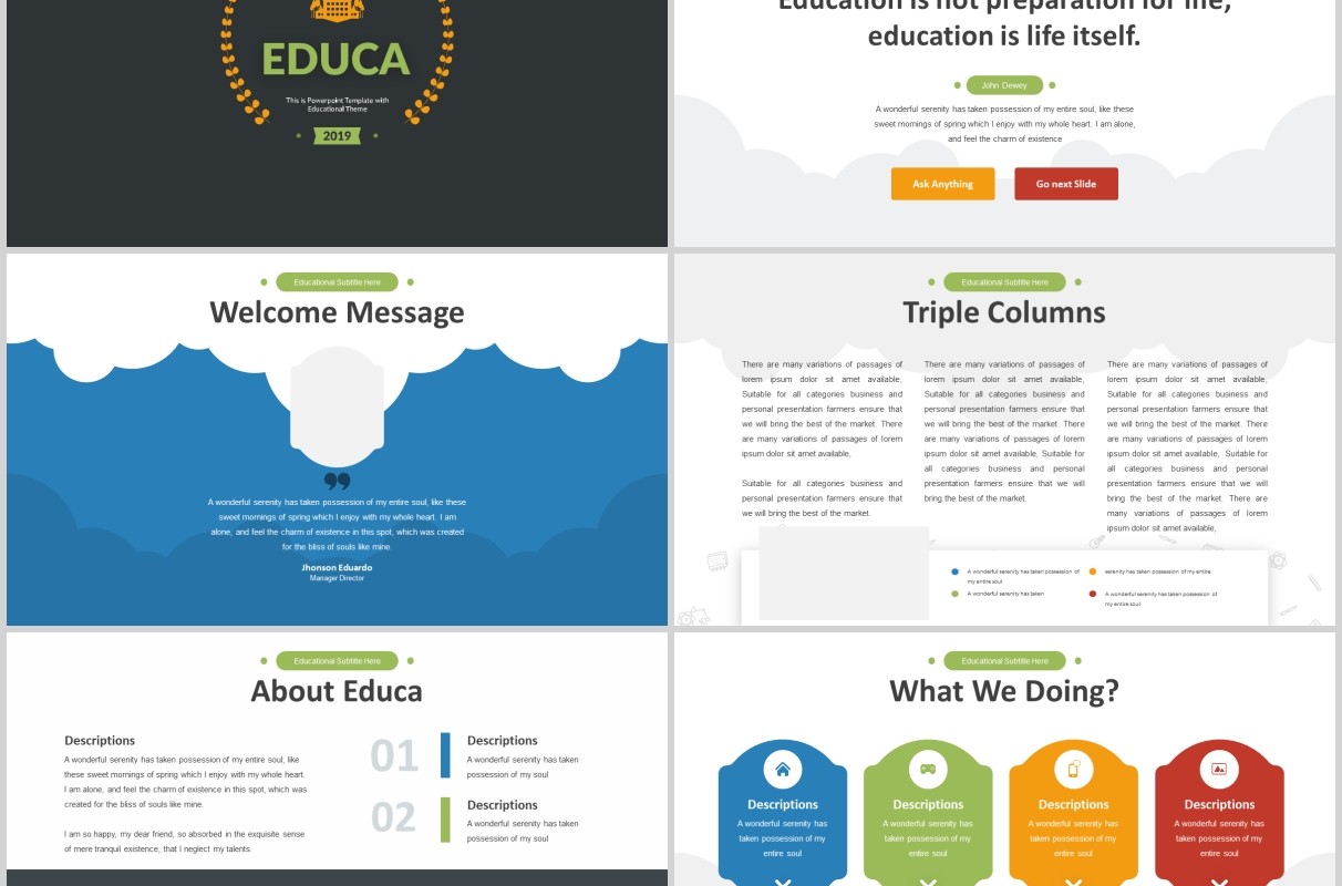 信息化教育培训学校PPT图片排版设计模板Educa - Education Powerpoint Template
